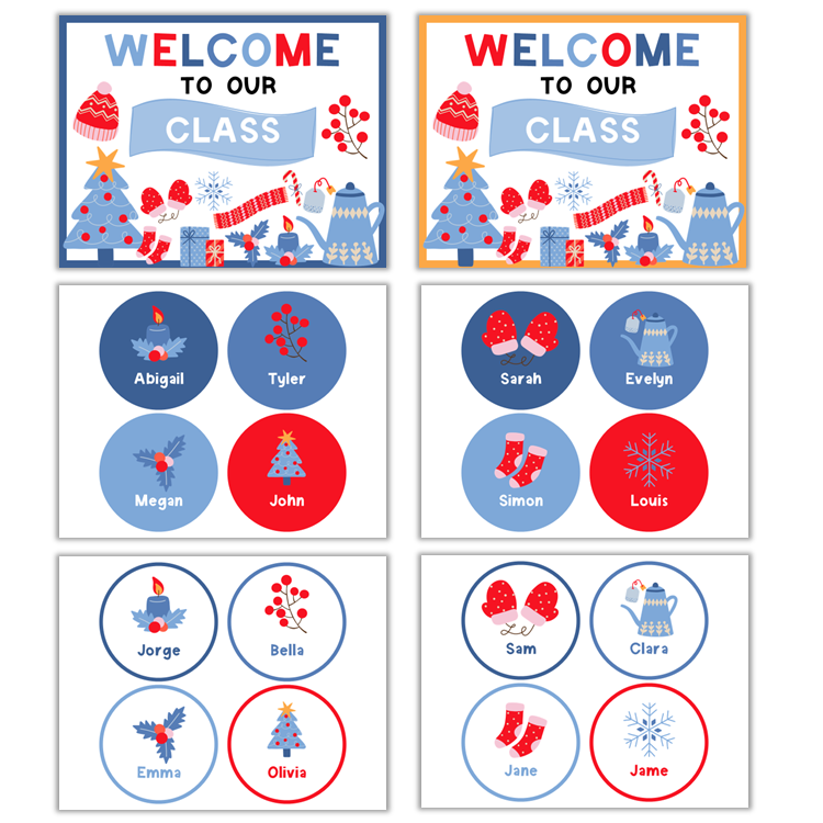 Classroom Door Display - Blue Winter | Editable