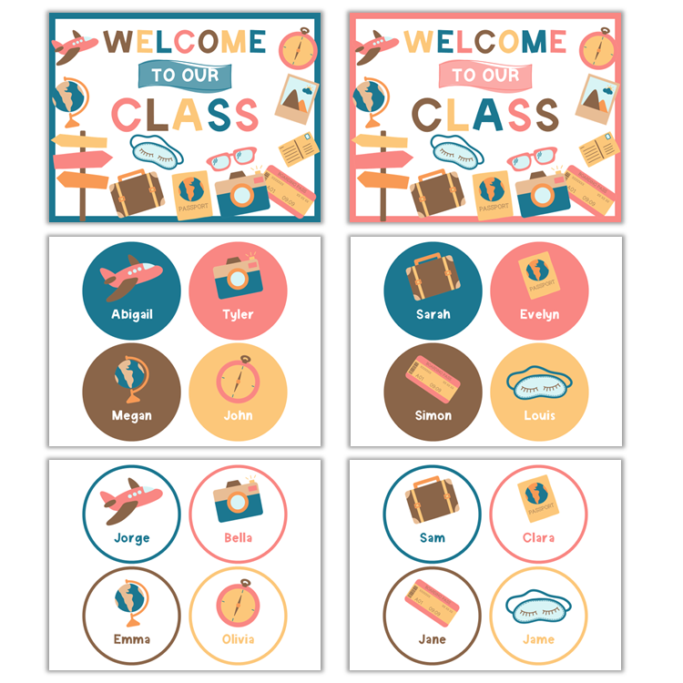 Classroom Door Display - Travel the World | Editable