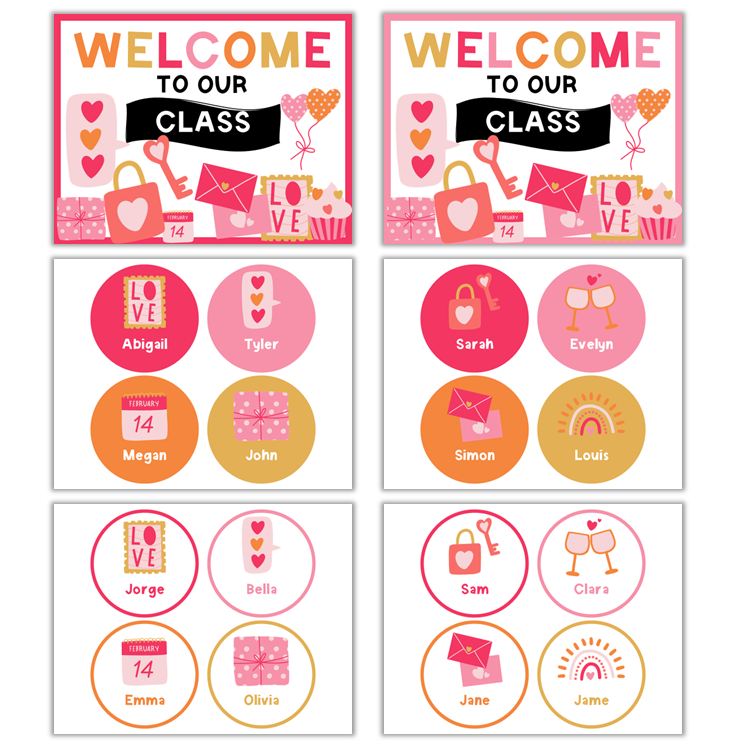 Classroom Door Display - Pink Valentine | Editable