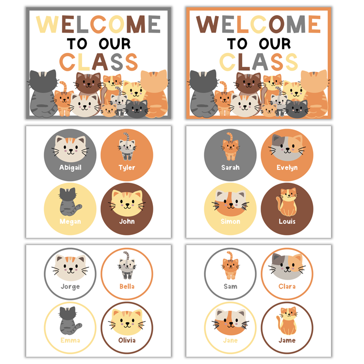 Classroom Door Display - Little Cat | Editable