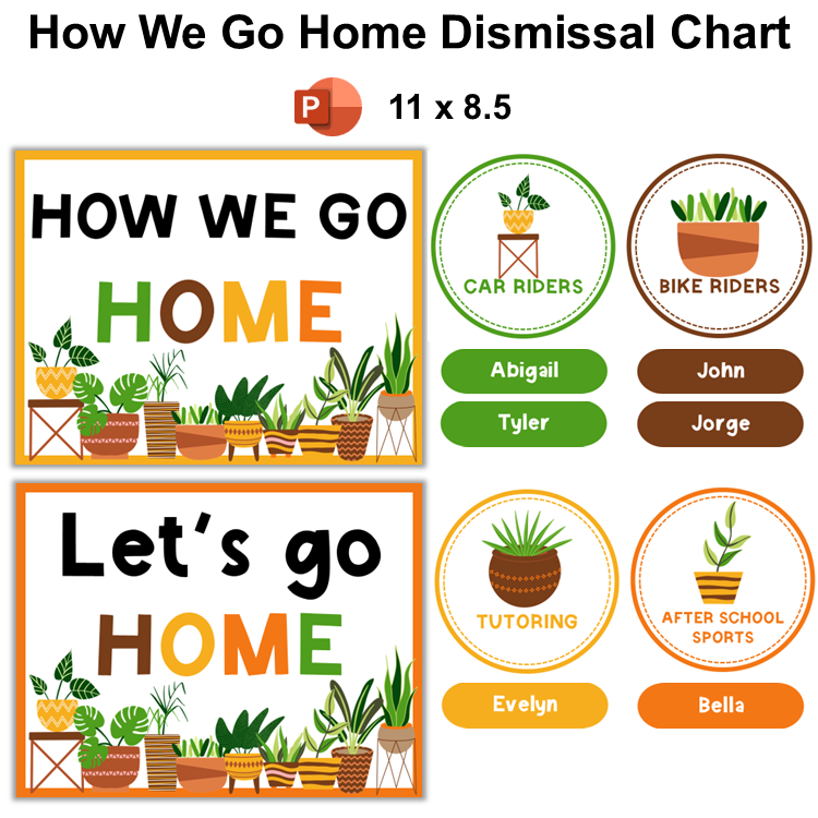 How We Go Home Dismissal Chart - Indoor Plants | Editable