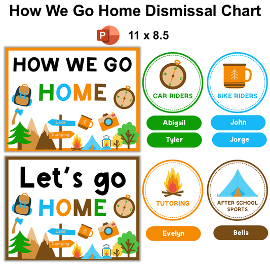 How We Go Home Dismissal Chart - Camping | Editable