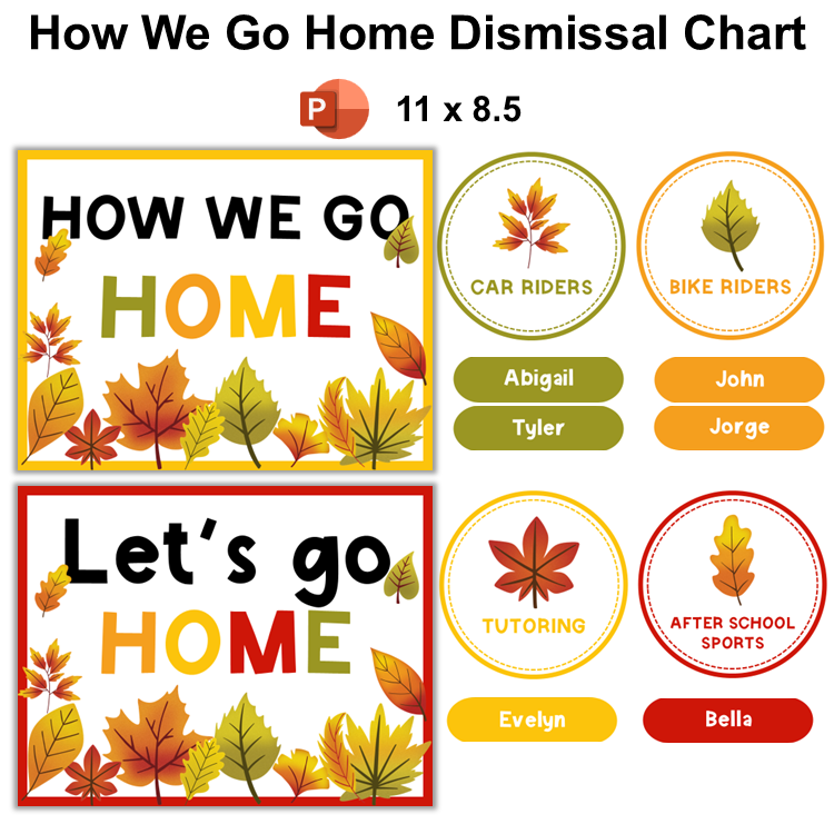 How We Go Home Dismissal Chart - Autumn Leaves | Editable