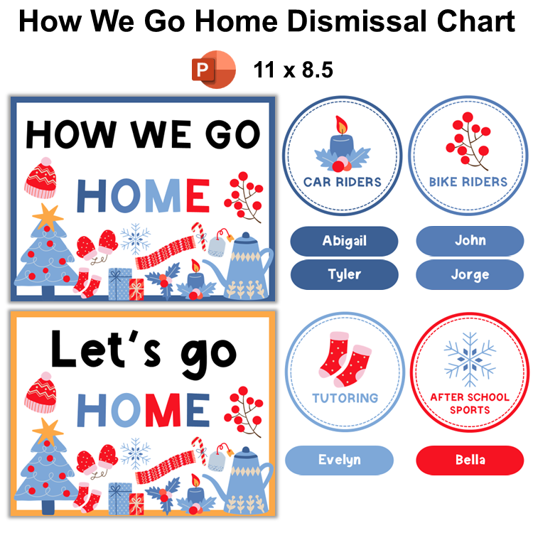 How We Go Home Dismissal Chart - Blue Winter | Editable