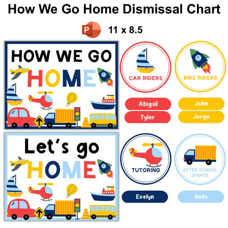 How We Go Home Dismissal Chart - Cute Transportation | Editable