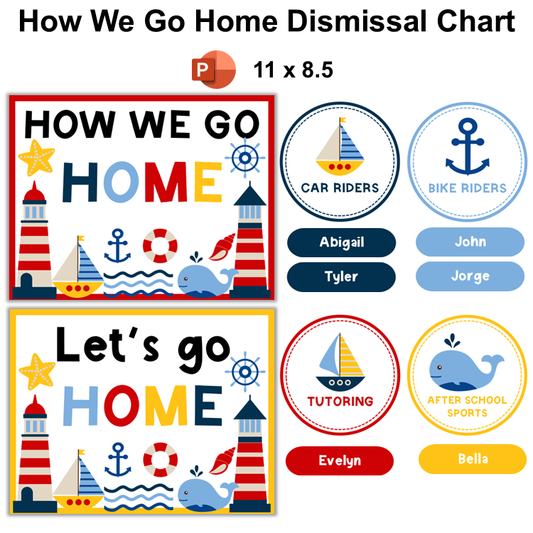 How We Go Home Dismissal Chart - Nautical | Editable