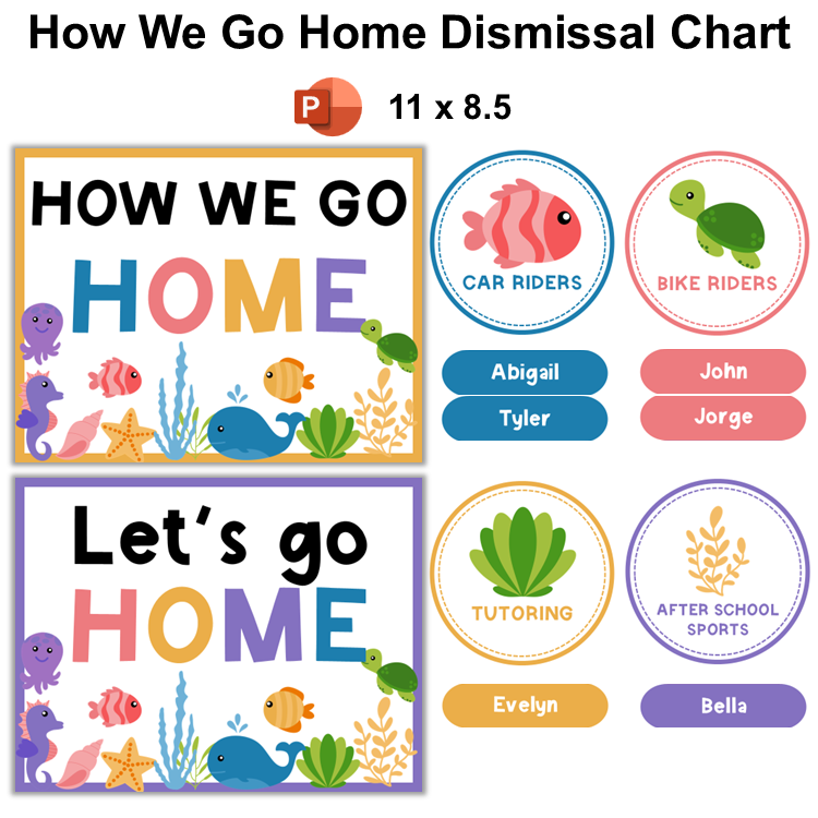 How We Go Home Dismissal Chart - Under the Sea | Editable