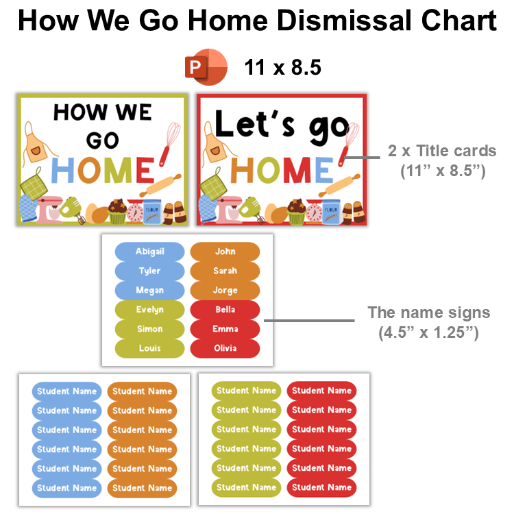 How We Go Home Dismissal Chart - Colorful Baking | Editable