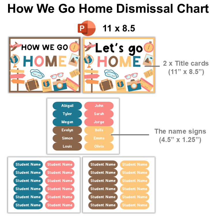 How We Go Home Dismissal Chart - Travel the World | Editable