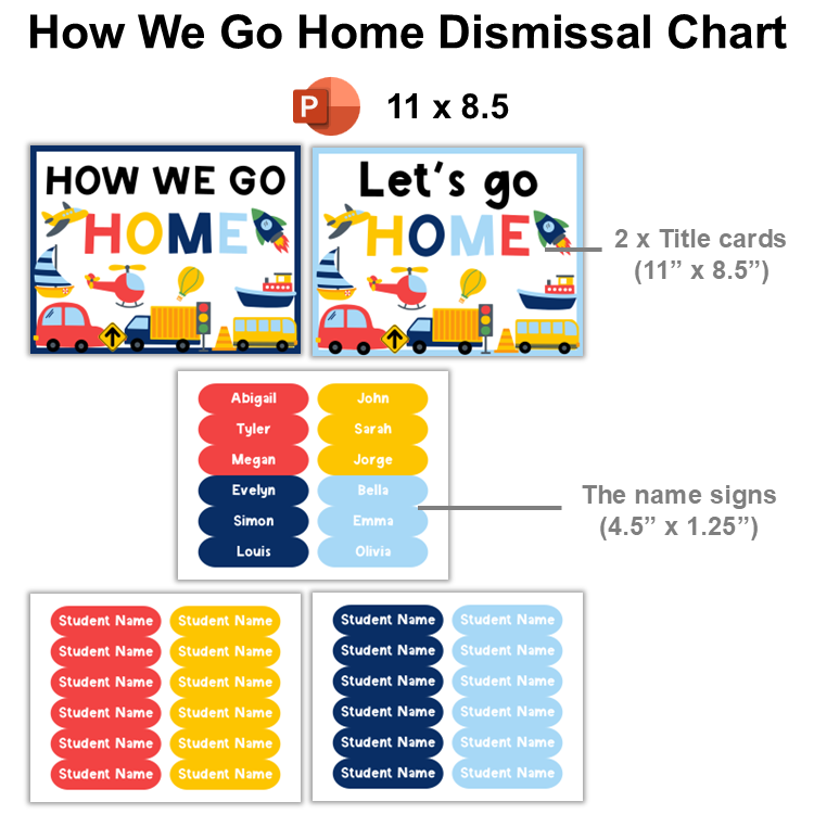 How We Go Home Dismissal Chart - Cute Transportation | Editable