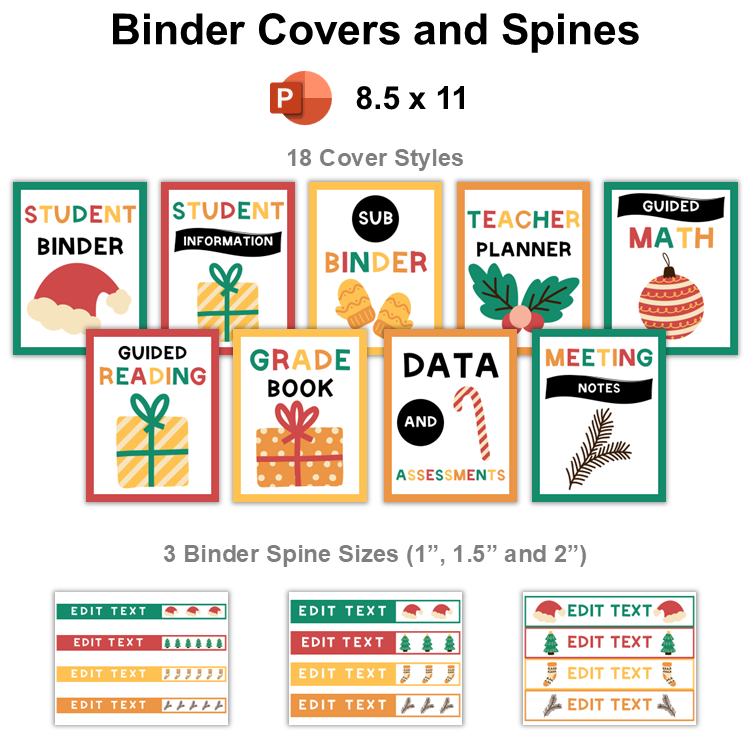 Binder Covers and Spines - Cute Christmas | Editable