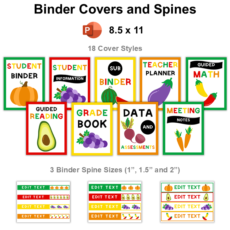 Binder Covers and Spines - Healthy Eating | Editable