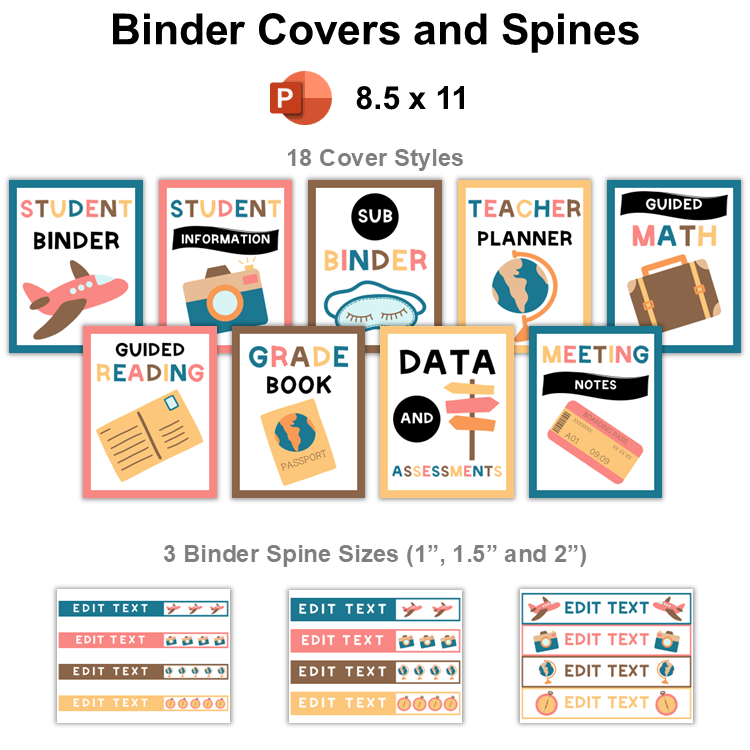Binder Covers and Spines - Travel the World | Editable