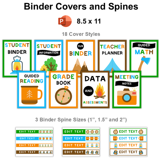 Binder Covers and Spines - Camping | Editable