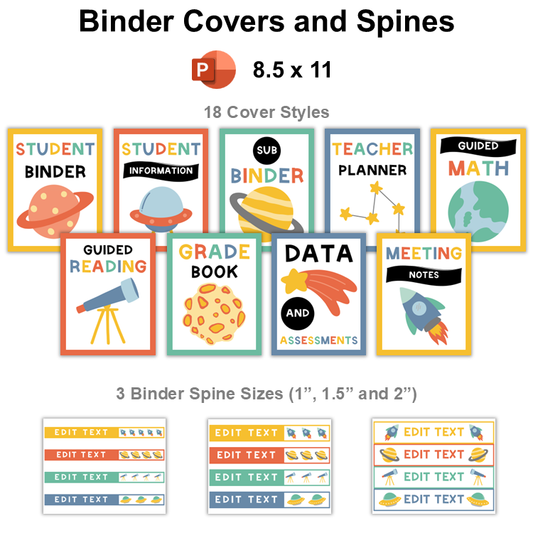 Binder Covers and Spines - Space | Editable