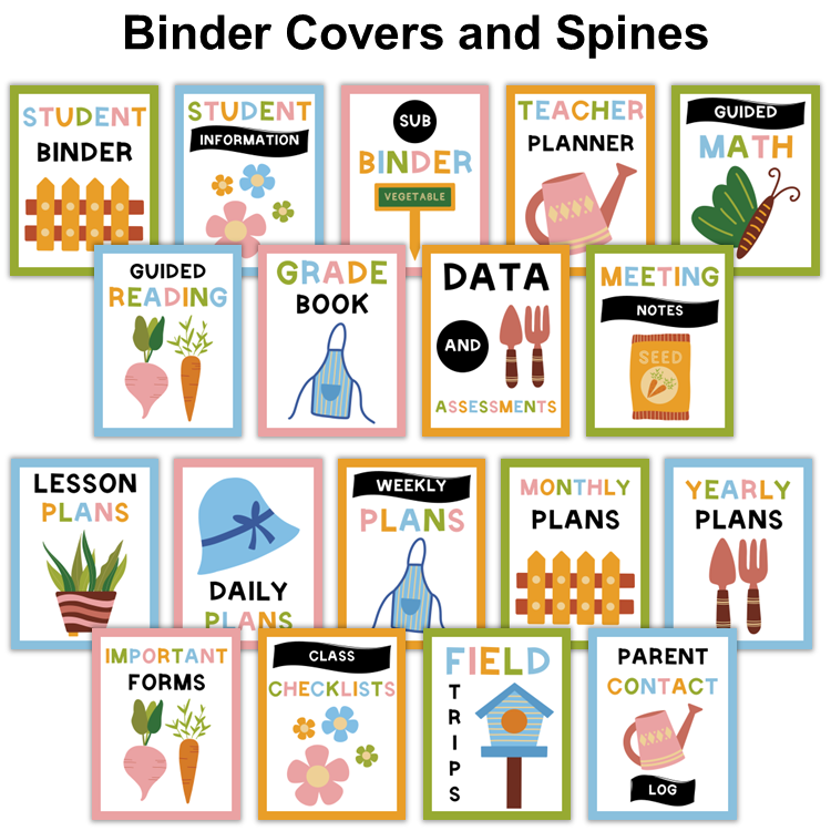 Binder Covers and Spines - Spring Garden | Editable