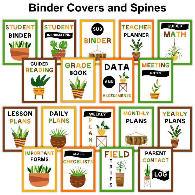 Binder Covers and Spines - Indoor Plants | Editable