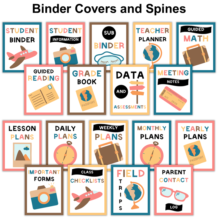 Binder Covers and Spines - Travel the World | Editable