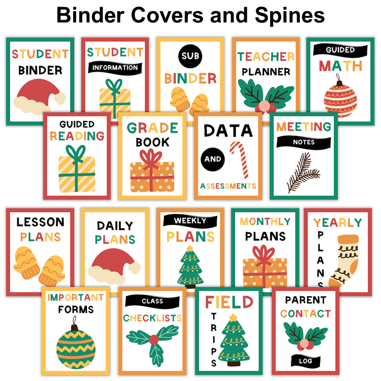 Binder Covers and Spines - Cute Christmas | Editable