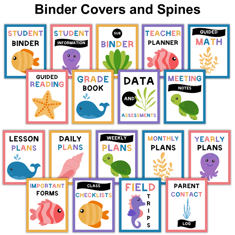 Binder Covers and Spines - Under the Sea | Editable