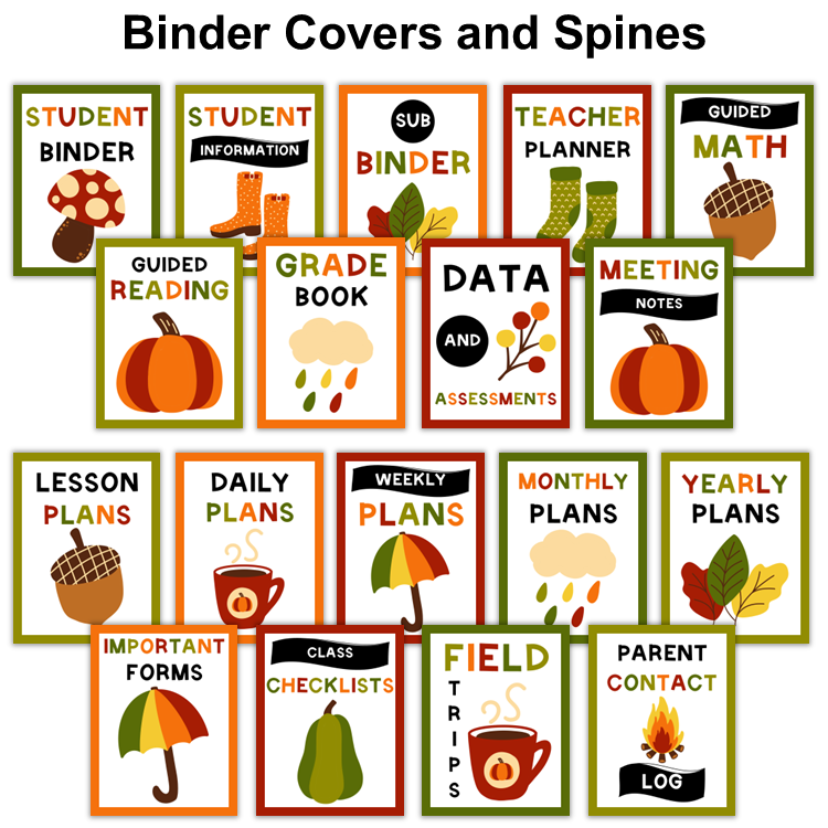 Binder Covers and Spines - Hello Fall | Editable