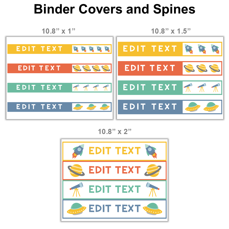 Binder Covers and Spines - Space | Editable