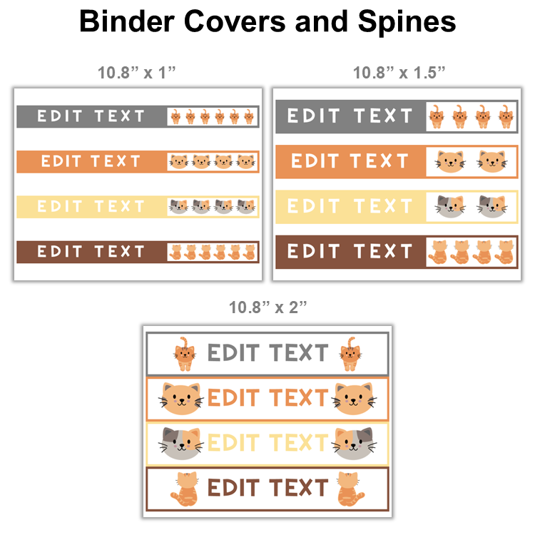 Binder Covers and Spines - Little Cat | Editable