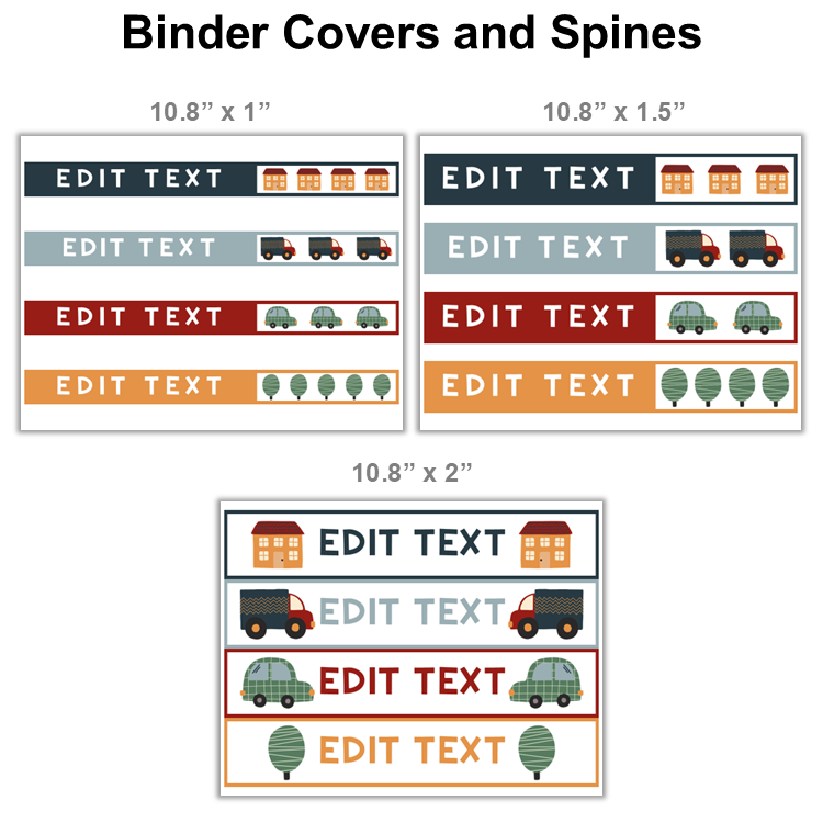 Binder Covers and Spines - Little Town | Editable