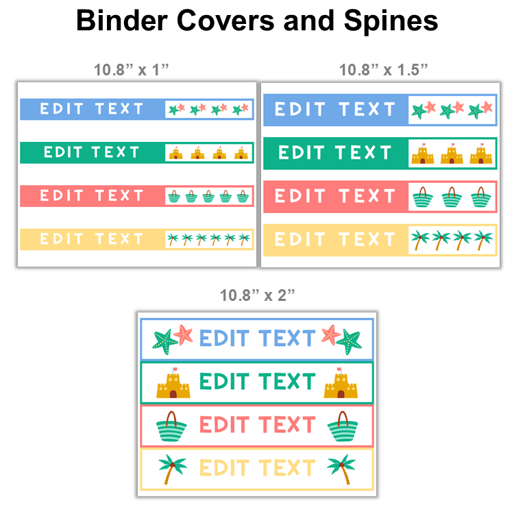 Binder Covers and Spines - Summer Beach | Editable