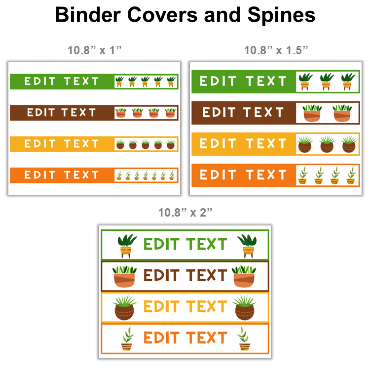 Binder Covers and Spines - Indoor Plants | Editable