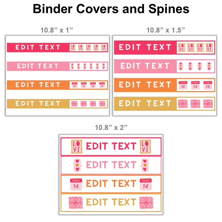 Binder Covers and Spines - Pink Valentine | Editable