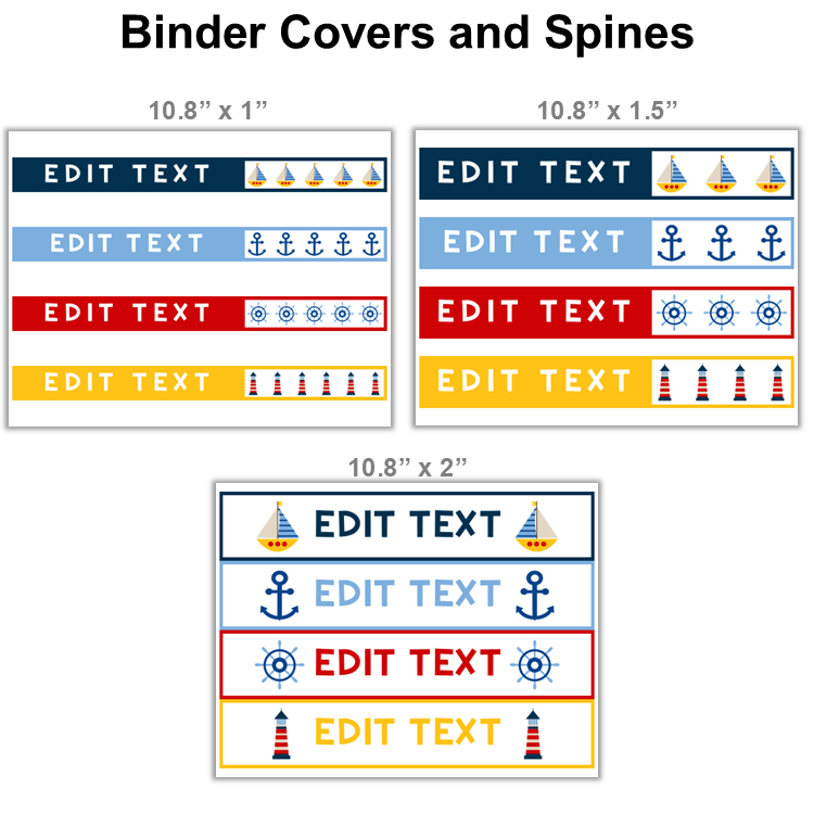 Binder Covers and Spines - Nautical | Editable