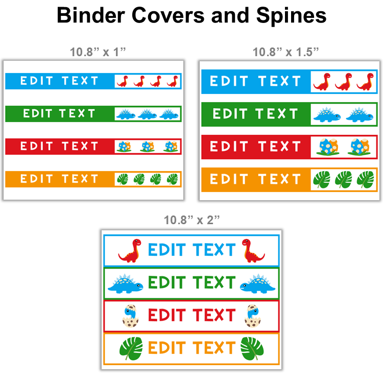 Binder Covers and Spines - Cute Dinosaur | Editable