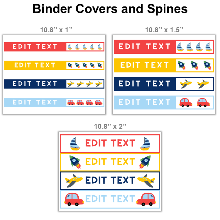 Binder Covers and Spines - Cute Transportation | Editable