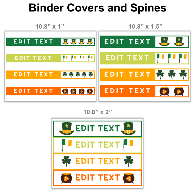 Binder Covers and Spines - St. Patrick's Day | Editable