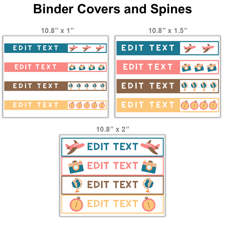 Binder Covers and Spines - Travel the World | Editable