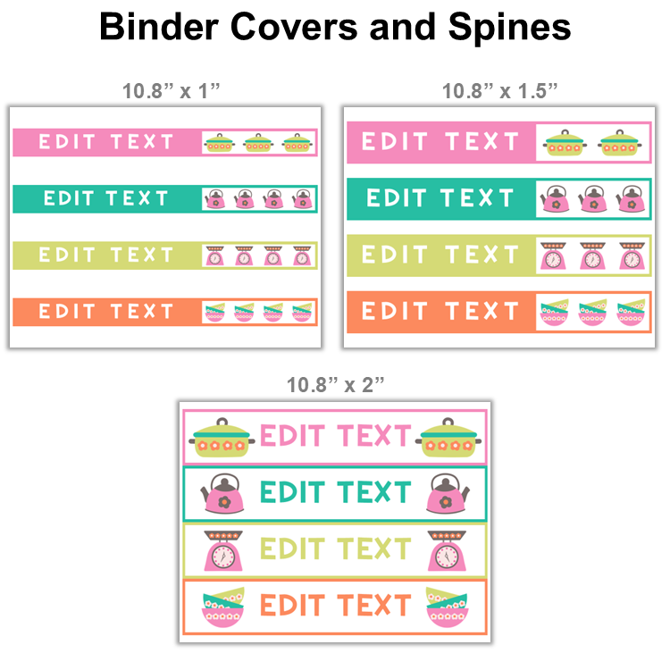 Binder Covers and Spines - Kitchen Utensils | Editable