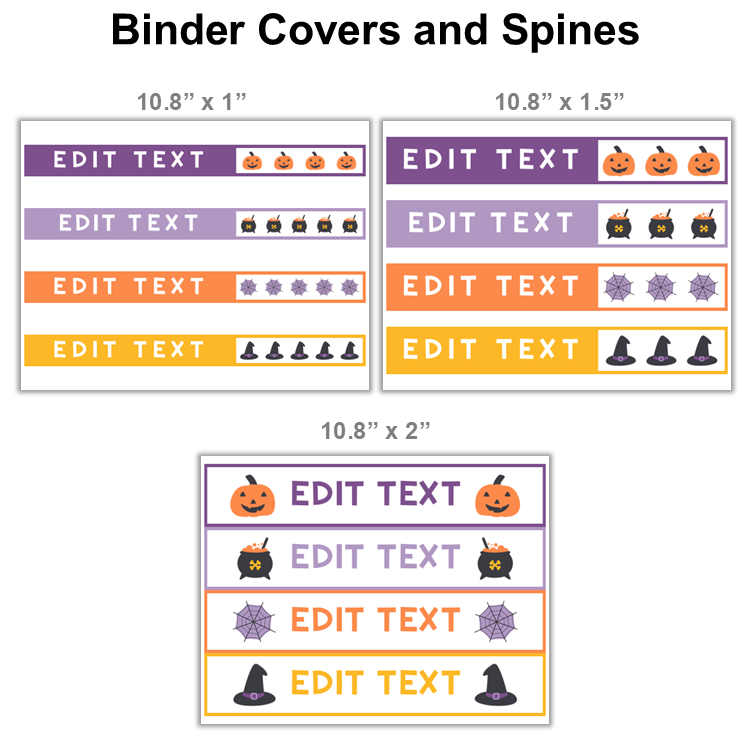 Binder Covers and Spines - Purple Halloween | Editable