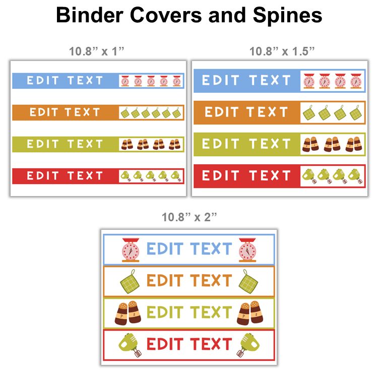 Binder Covers and Spines - Colorful Baking | Editable