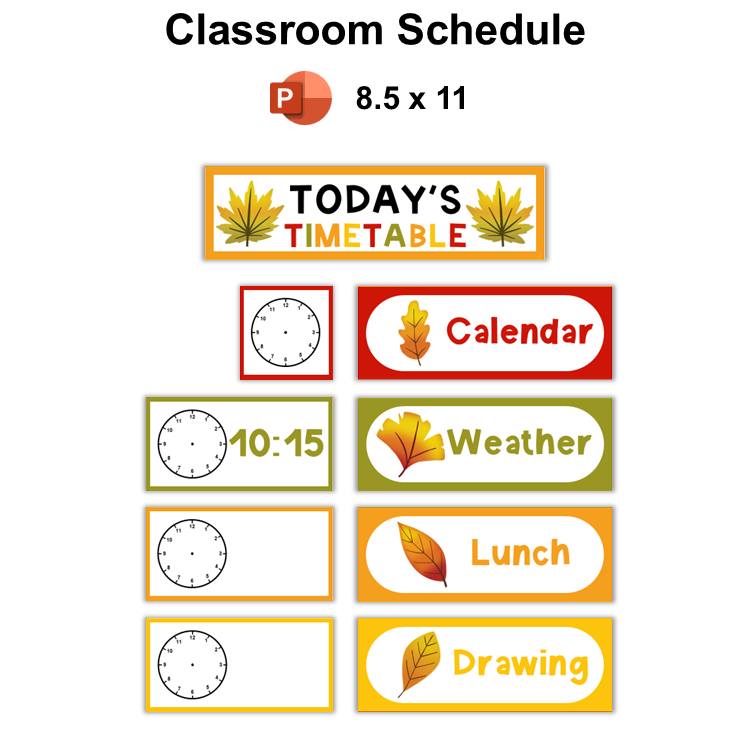Classroom Schedule - Autumn Leaves | Editable