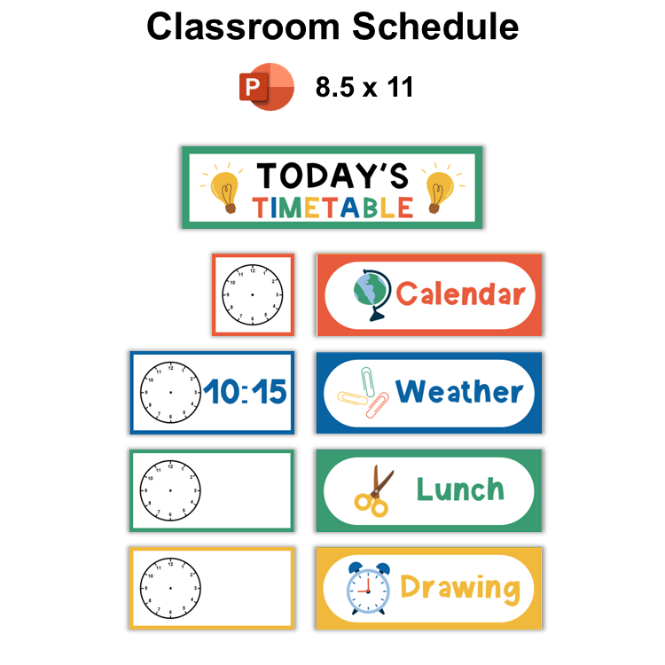 Classroom Schedule - School Supplies | Editable