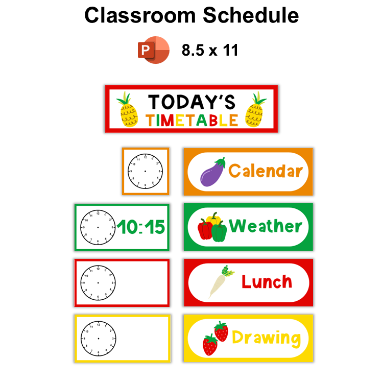 Classroom Schedule - Healthy Eating | Editable