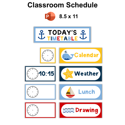 Classroom Schedule - Nautical | Editable