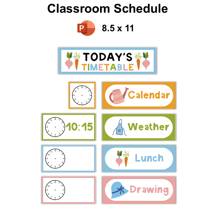 Classroom Schedule - Spring Garden | Editable