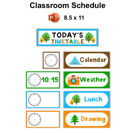 Classroom Schedule - Camping | Editable