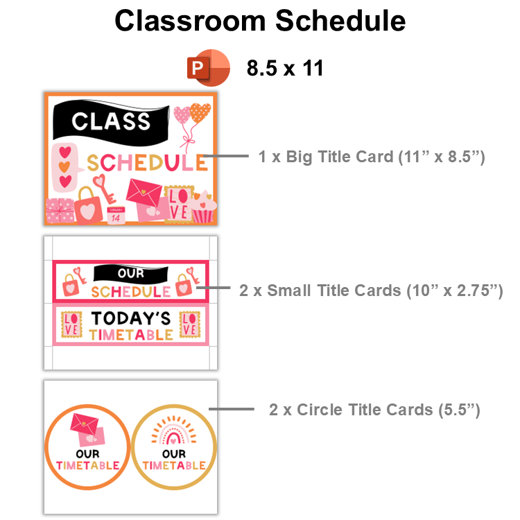 Classroom Schedule - Pink Valentine | Editable