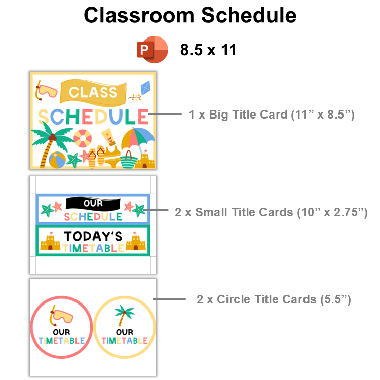 Classroom Schedule - Summer Beach | Editable