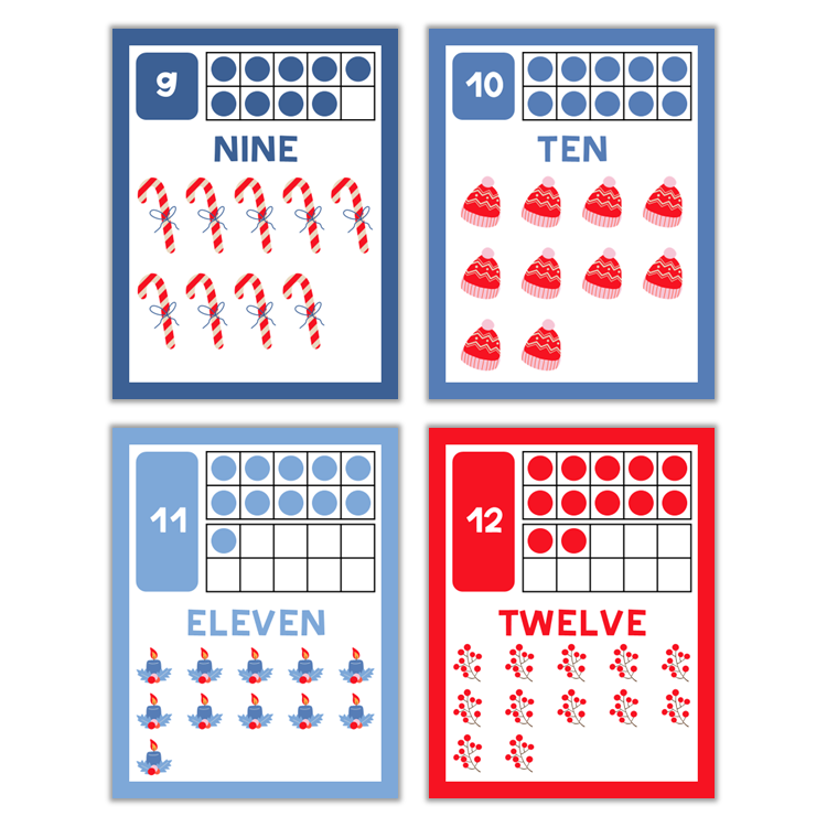 Classroom Number Posters - Blue Winter
