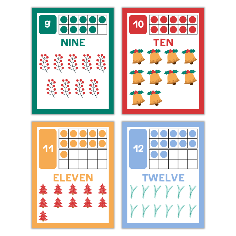 Classroom Number Posters - Bright Christmas