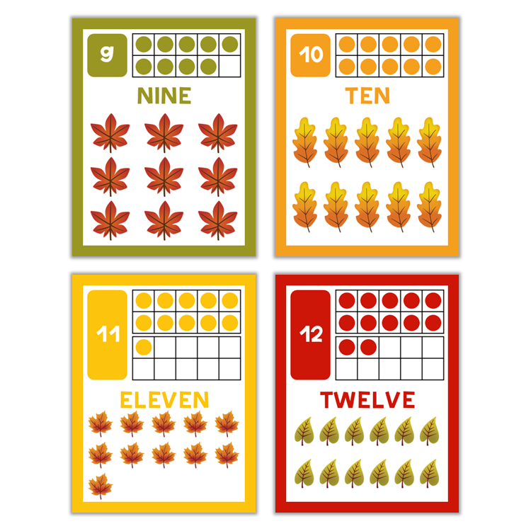 Classroom Number Posters - Autumn Leaves